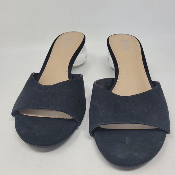 Bar III Womens Cally F Kate Suede Sandals Blck Crystal Ball Heels Sz 9 Spade NEW - Picture 3 of 10
